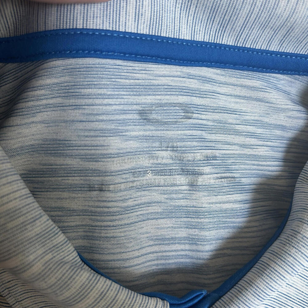 Oakley Men’s Large Polo Golf Shirt Light Stripes Blue - Picture 5 of 9